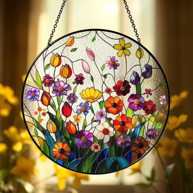 Wildflowers Stained Glass Suncatcher
