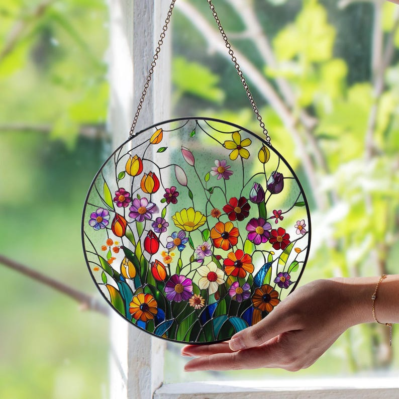Wildflowers Stained Glass Suncatcher